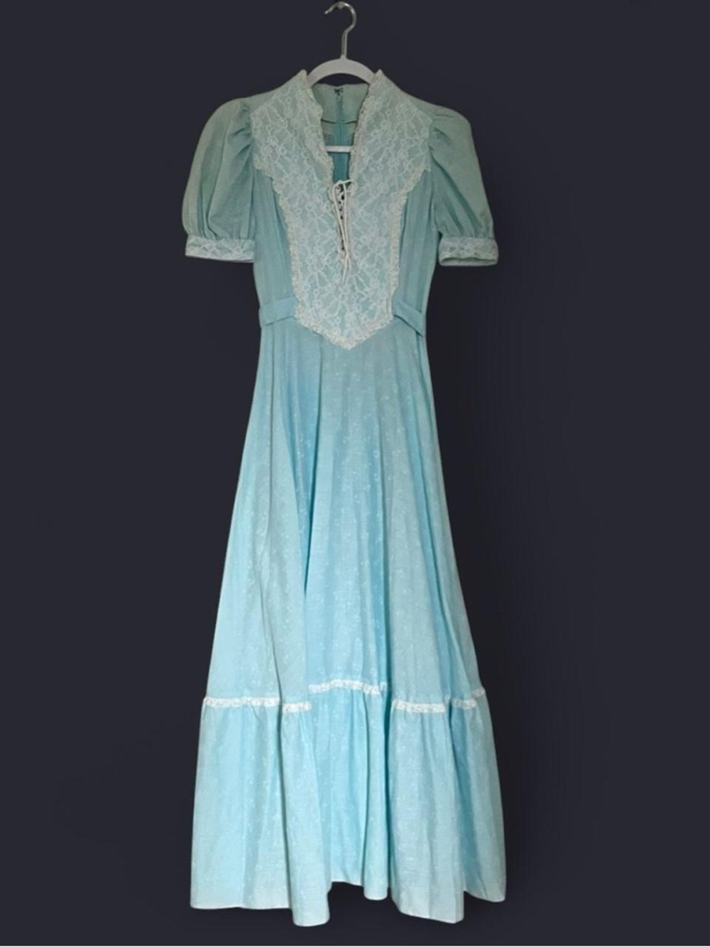 Vintage 1970s Prairie Dress Hand Sewn from a Gunne Sax Pattern